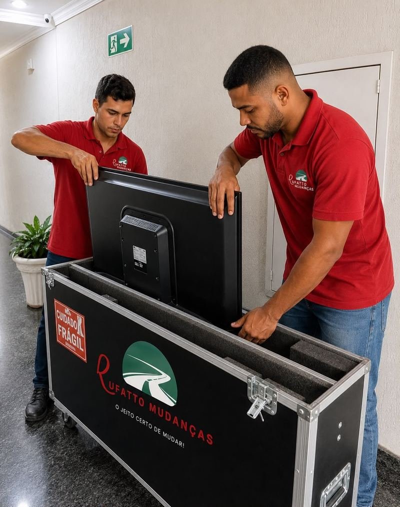 Case para transporte seguro de televisão Rufatto Mudanças